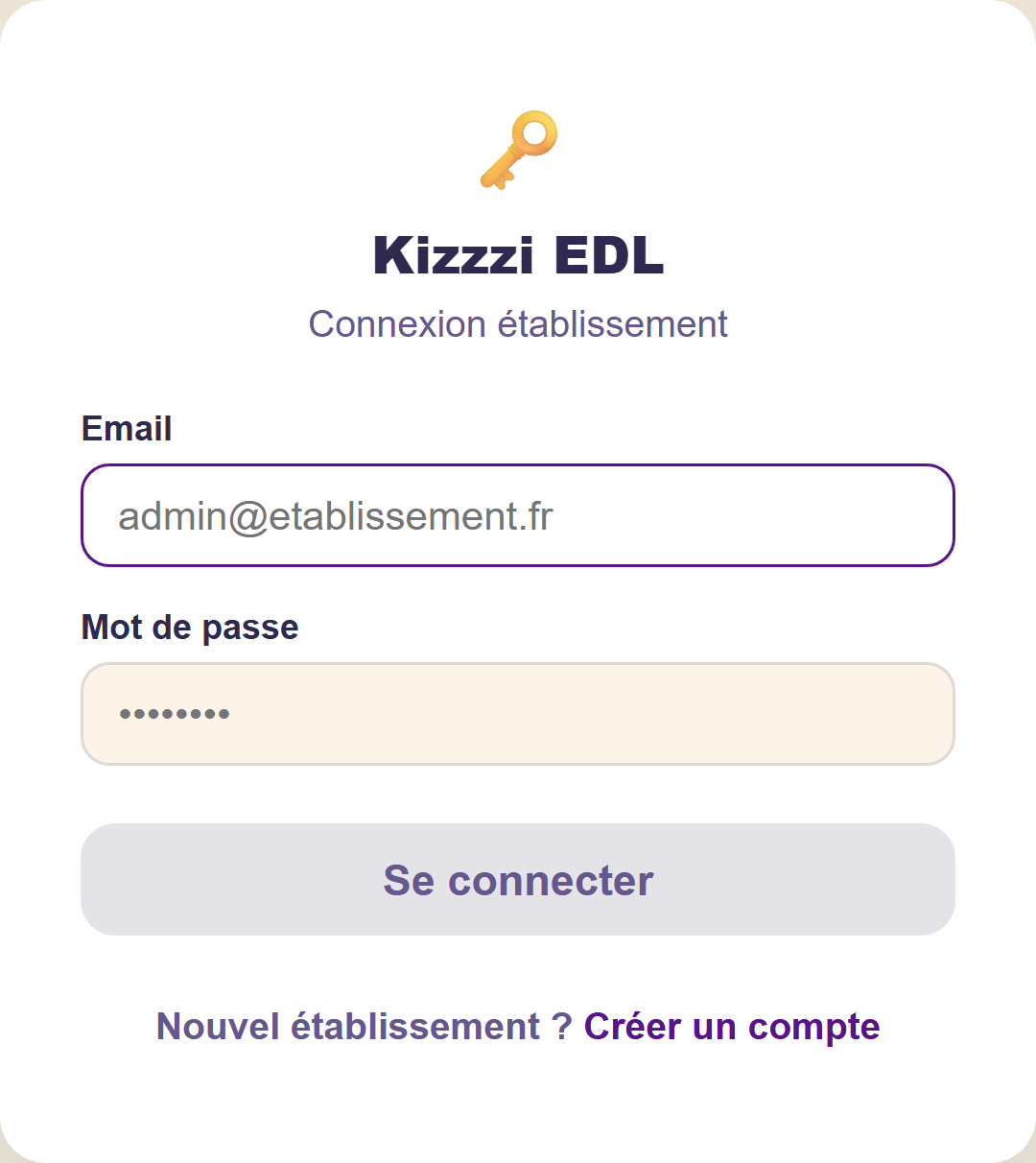 Écran de connexion